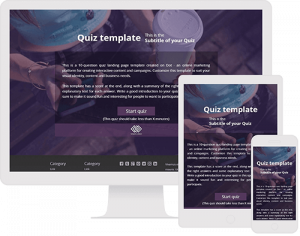 Quiz template with multiple choice answer options