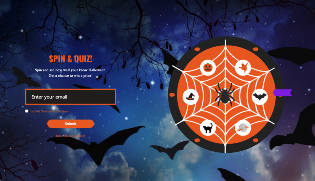 Spin&Quiz game for your Halloween marketing by Dot.vu