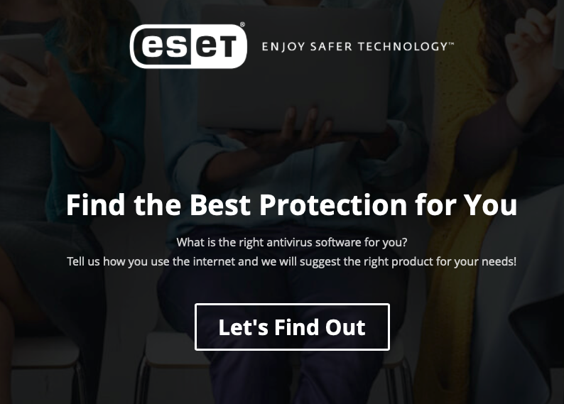 Dot.vu Guided Selling client example ESET to find the best antivirus software.