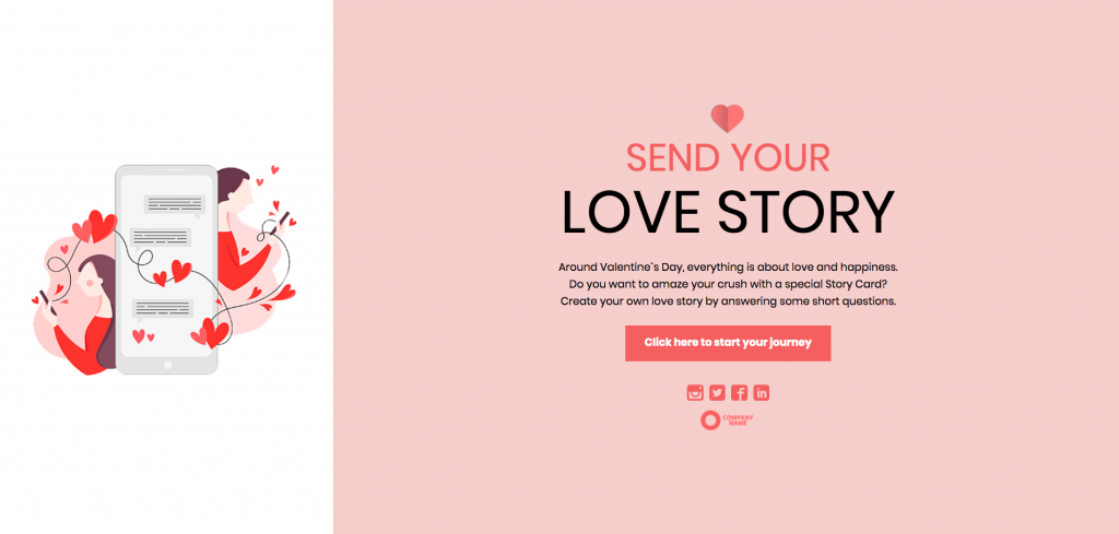 Examples of Social Interactive Content - Personalised love story 