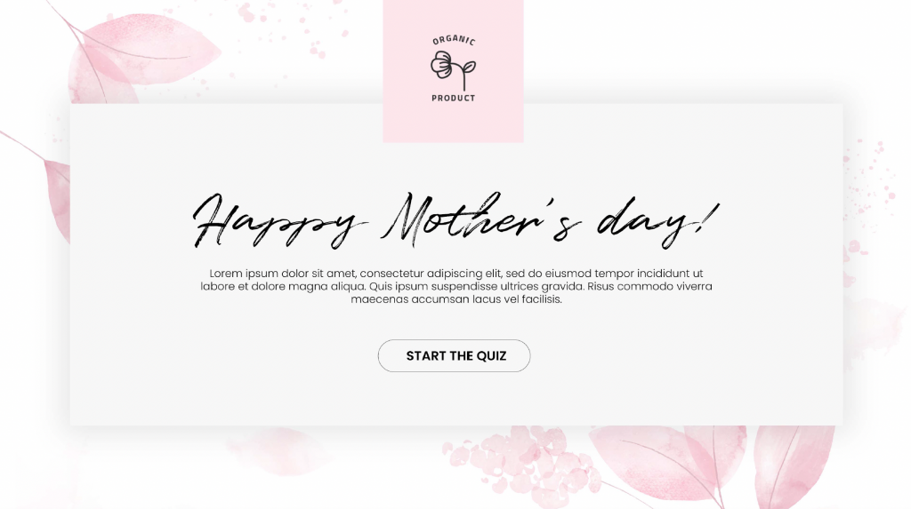 interactive Mother's Day campaign : Personality Test