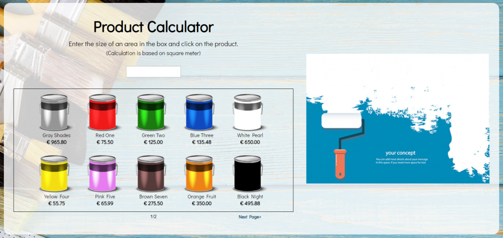 Example of an Interactive Calculator template