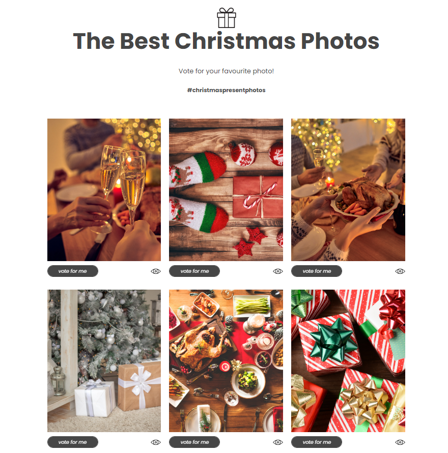 This is an example of an interactive User-Generated contest template with Christmas photos.