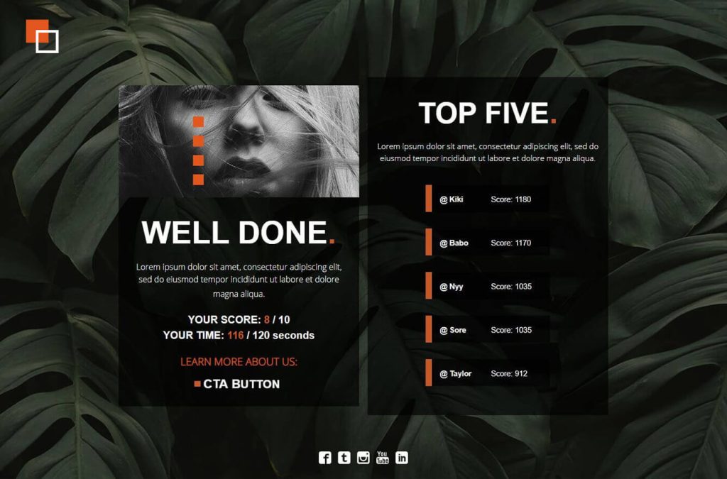 Quiz with Leaderboard template by Dot.vu
