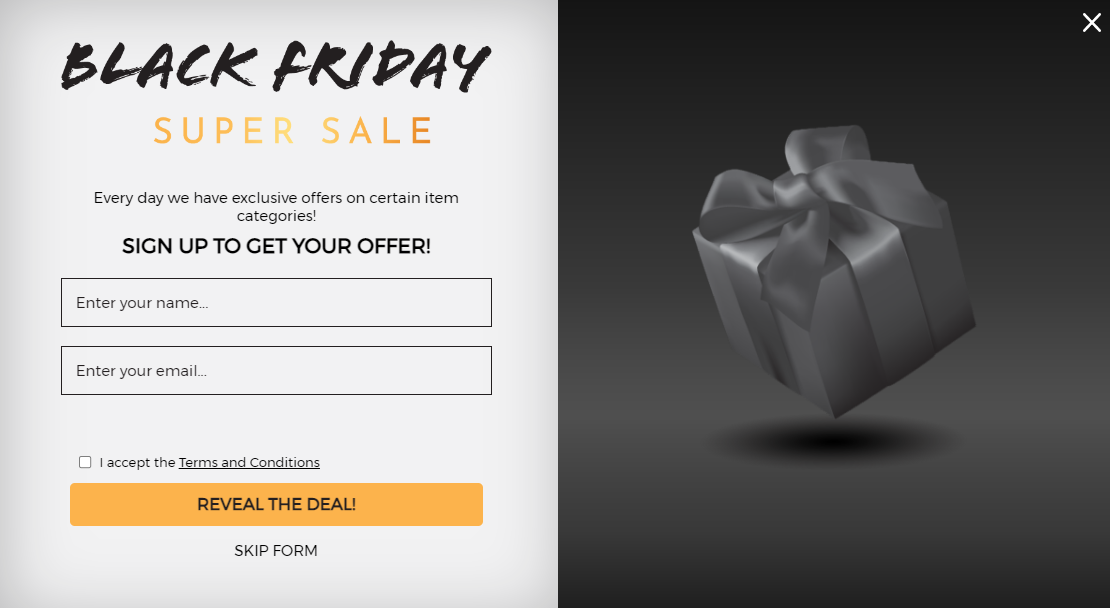 Black Friday Popup Example