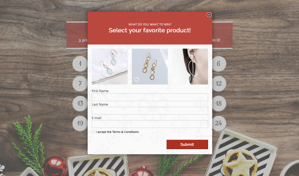 advent calendar with prize selector template by dot.vu
