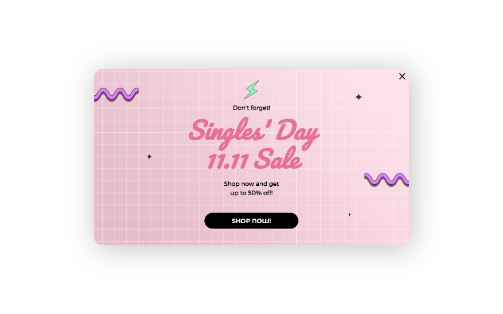 Singles' Day website popup template 