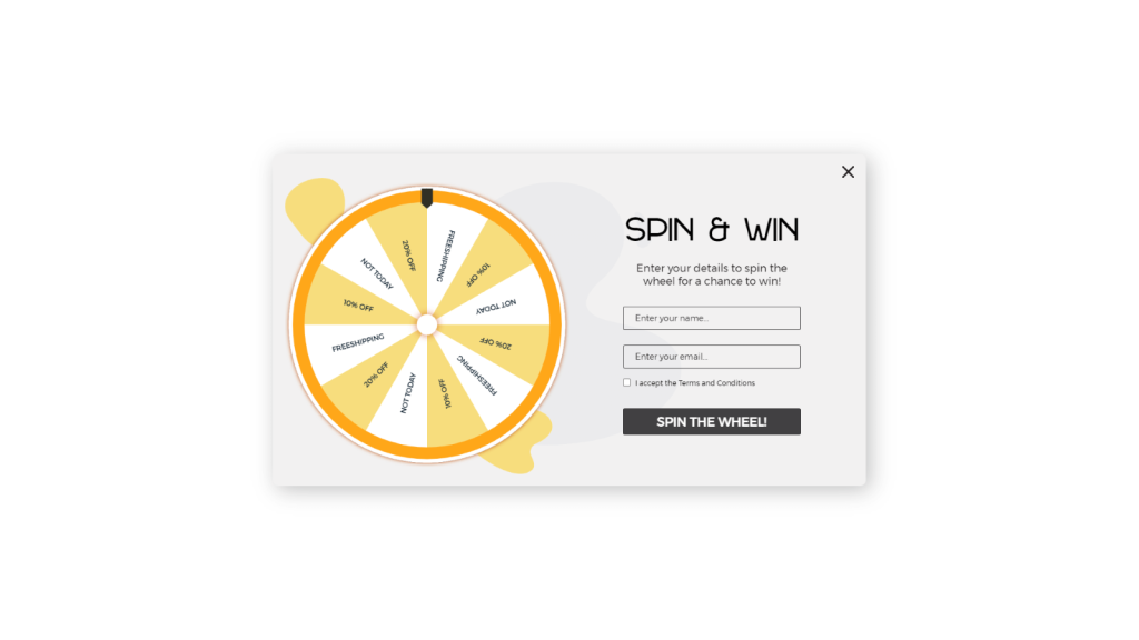 Spin and Win website popup template 