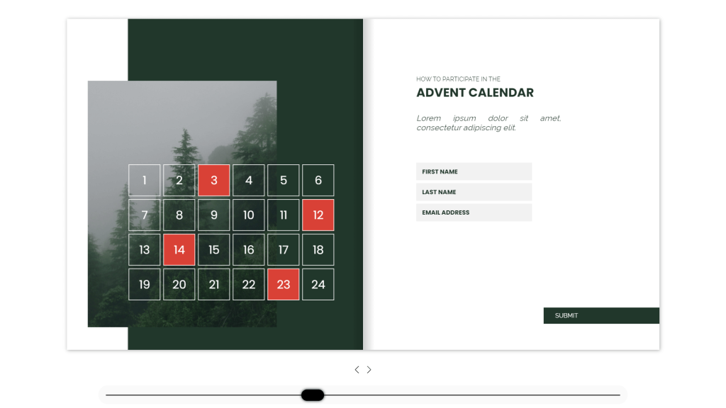 Interactive Flipbook with Online Advent Calendar template by Dot.vu