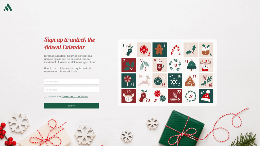 Online Advent Calendar template by Dot.vu