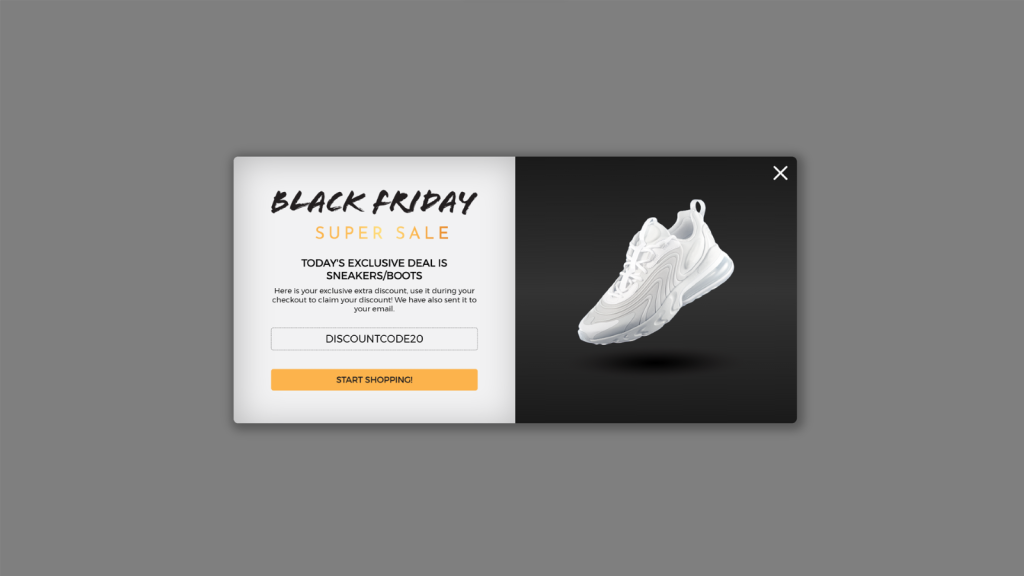 Black Friday Exclusive Interactive Popup template by Dot.vu