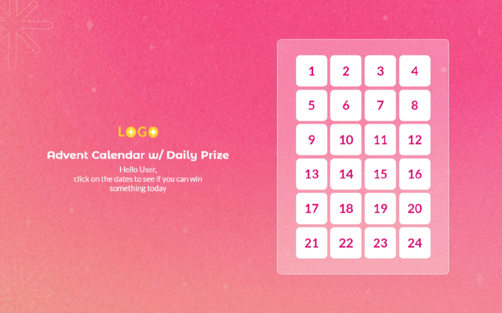 Online Advent Calendar with Daily Prize template by Dot.vu