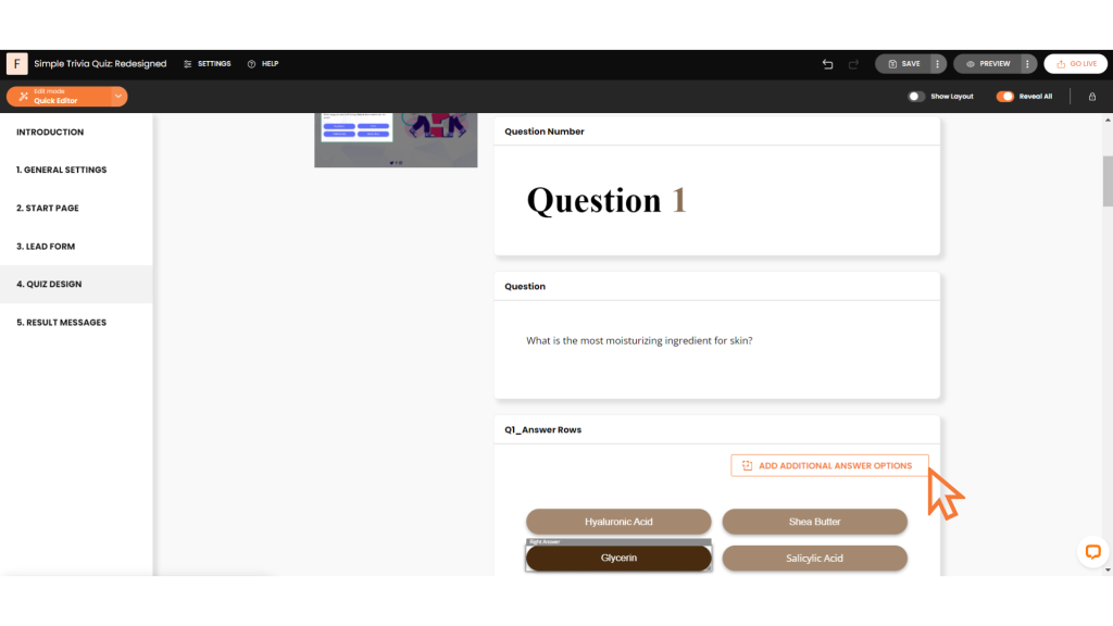 Customizing the quiz questions