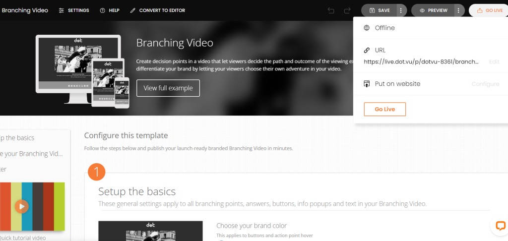 Publish Interactive Branching Video  with Dot.vu quick editor