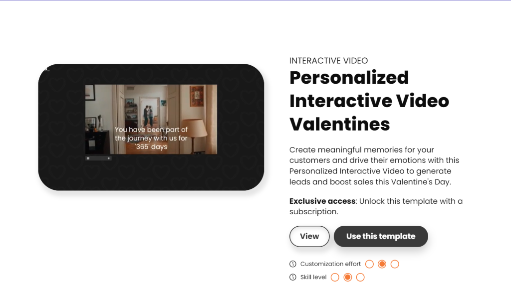 Personalized interactive video template