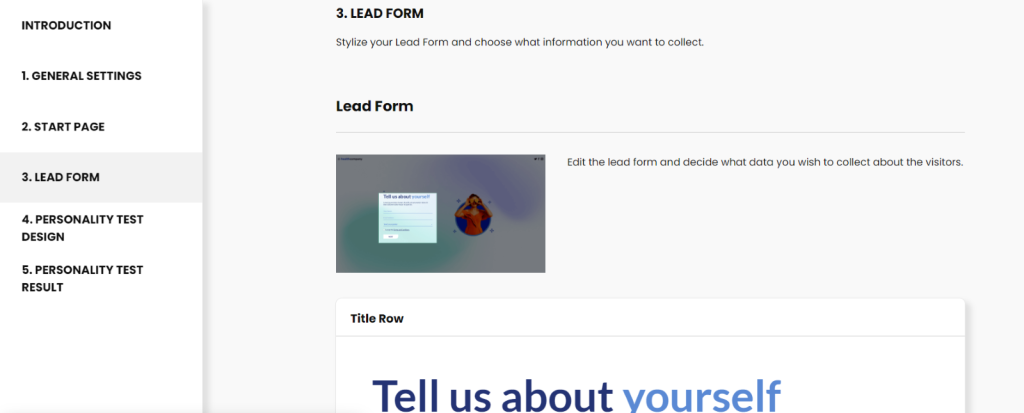 Lead form quick editor on Dot.vu