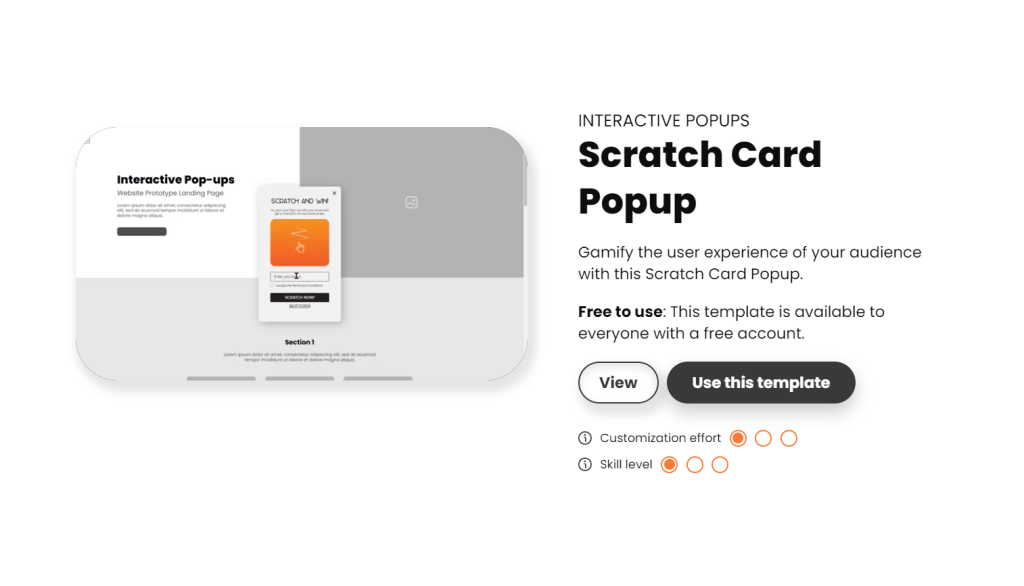 Interactive popup scratch card