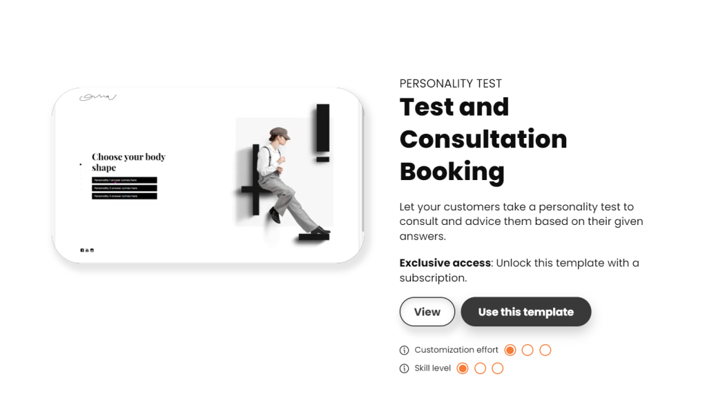 Test and consultation booking template