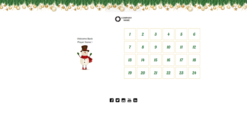 Advent calendar with daily puzzle game template by Dot.vu