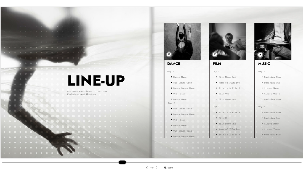 Event Festival Guide Template magazine layout examples by Dot.vu
