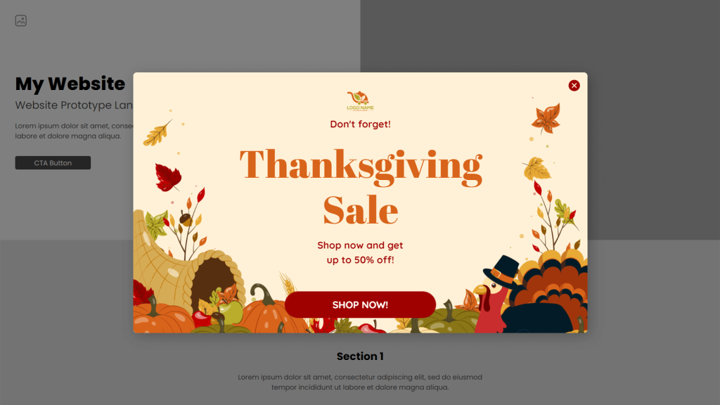 thanksgiving sale popup template by dot.vu