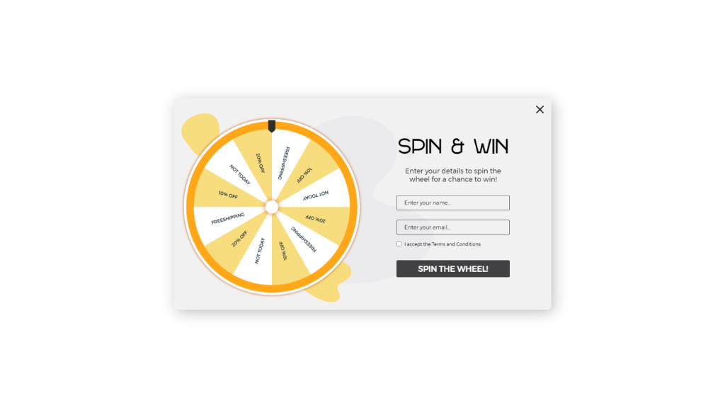 Spin and win popup template by Dot.vu