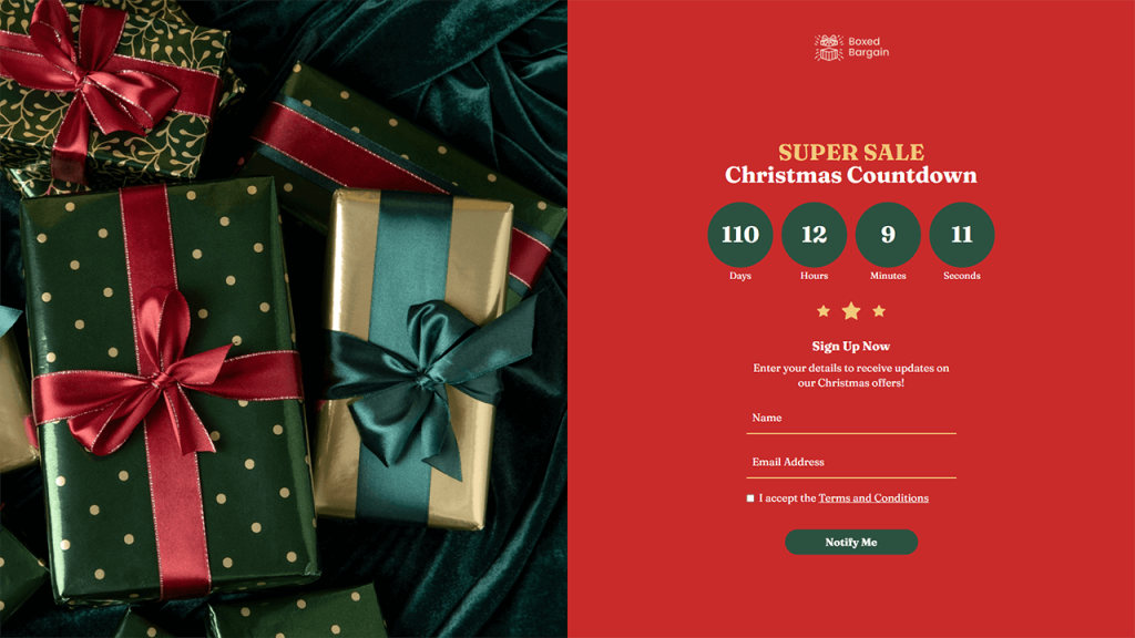 Christmas Sign-Up Page template by Dot.vu