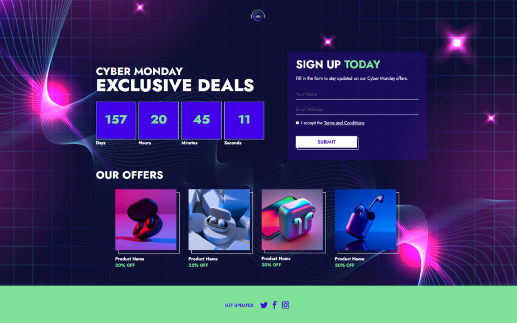  Cyber Monday Sign up Page template by Dot.vu