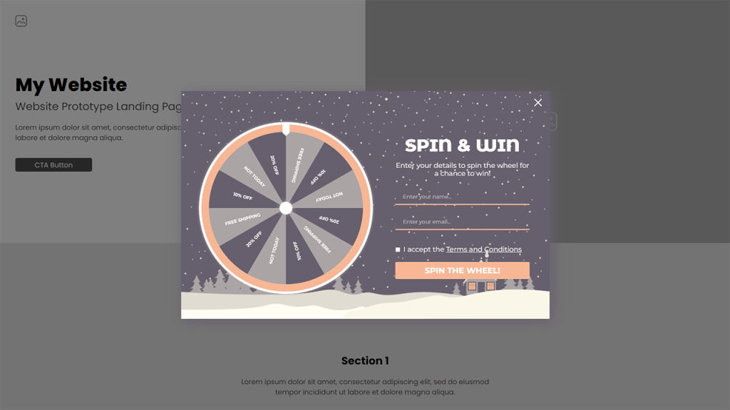 Christmas Spin and Win Popup template by Dot.vu