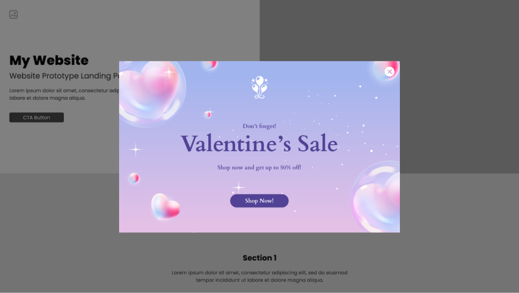 Valentine’s Day Promotional Pop-Up Template