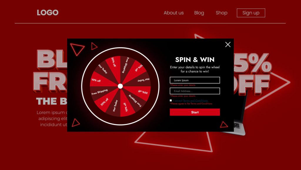 Black Friday Spin and Win Interactive Popup Template