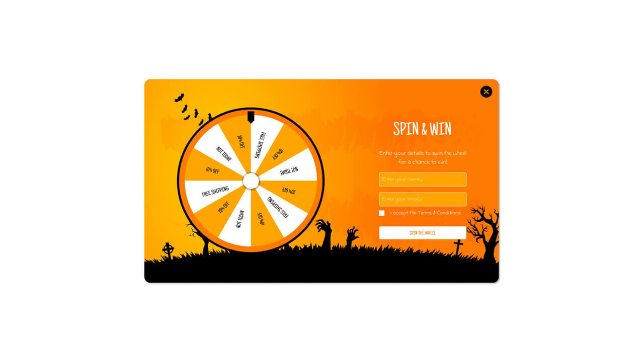 Halloween Spin and Win Interactive Popup