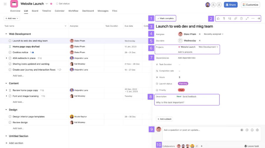 Asana - Content Marketing Tool