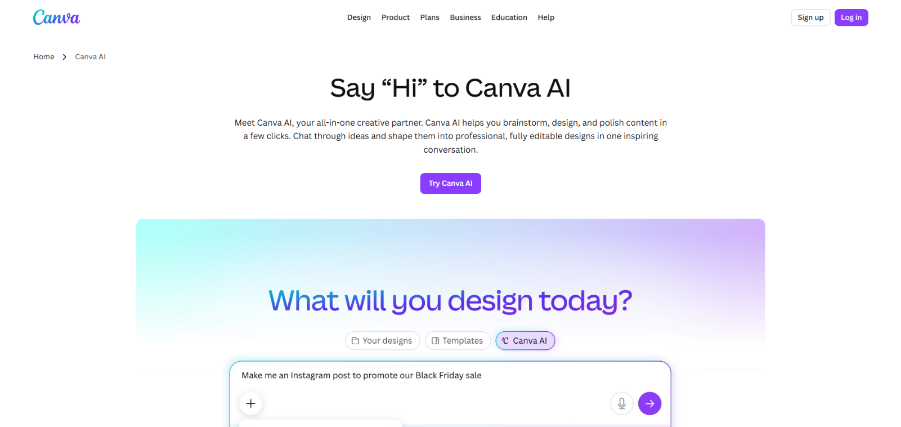 Canva AI (AI Visual Content Creation)