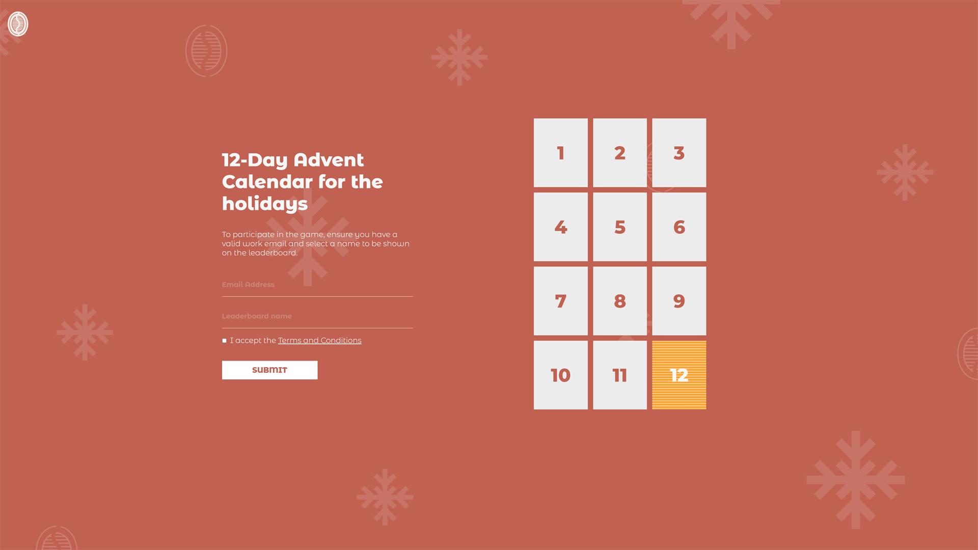 Internal 12-Day Advent Calendar with Quiz Contest